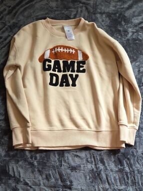 Serra Cream "Game Day" Sweatshirt with Brown Football Applique